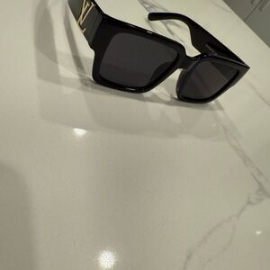 Louis Vuitton Black Clash Square Sunglasses with Gold LV Accent